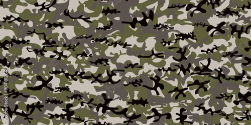 Camouflage Abstract Vector. Vector Woodland Background. Repeat Grey Texture. Tree Brown Grunge. Khaki Hunter Pattern. Seamless Splash. Digital Dirty Camouflage. Green Camo Paint. Military Army Paint.