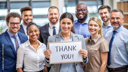 Wallpaper Mural Thank You Diverse Team Expressing Gratitude. Torontodigital.ca