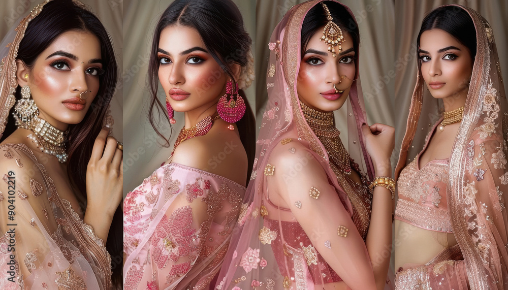 Obraz premium young beautiful indian woman standing together