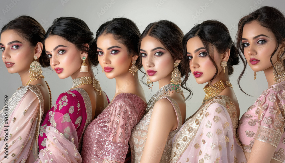 Obraz premium young beautiful indian woman standing together