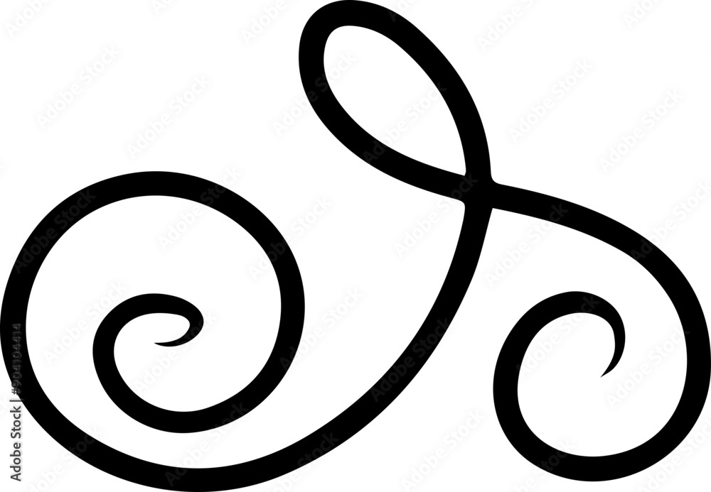 Obraz premium Abstract curly calligraphic line. Scribble twist with black contour line. 