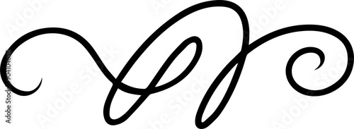 Abstract curly calligraphic line. Scribble twist with black contour line. 
