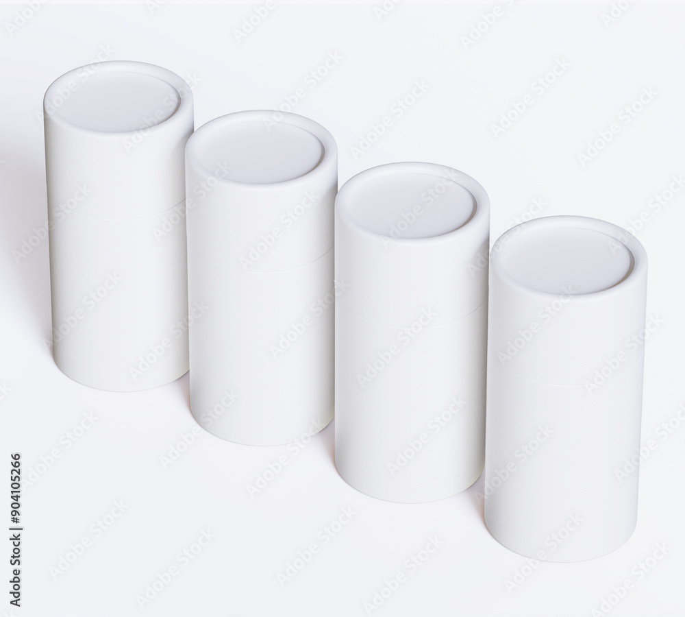 White Paper tube package mockups isolated on white background. Blank craft carton circular realistic tube texture. Cylindrical container with cap for product branding White Paper tube package mockups isolated on white background. Blank craft carton circular realistic tube texture. Cylindrical container with cap for product branding