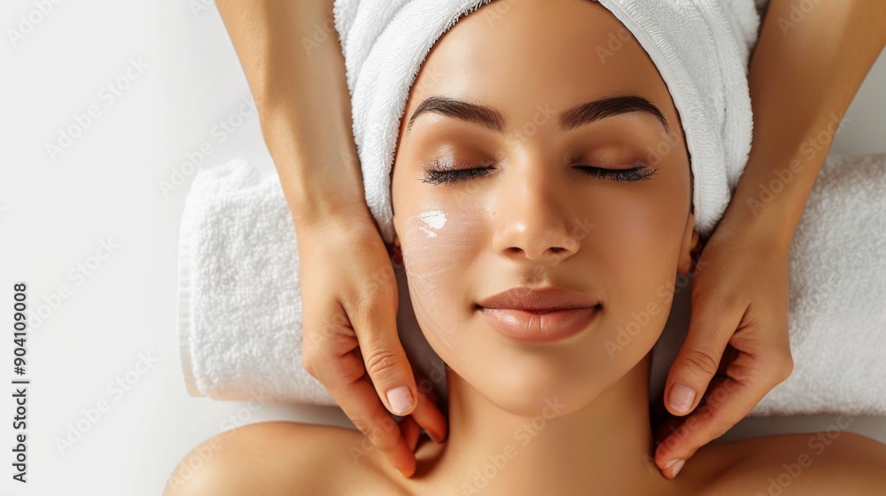 Woman Receiving Facial Massage. Woman Receiving Facial Massage.
