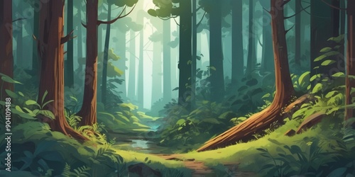 forest illustration sunlight in forest