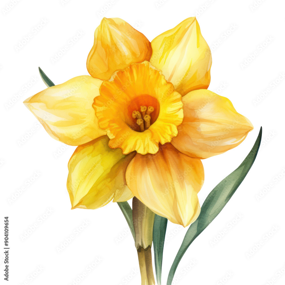 Fototapeta premium PNG Watercolor flower daffodil plant inflorescence.
