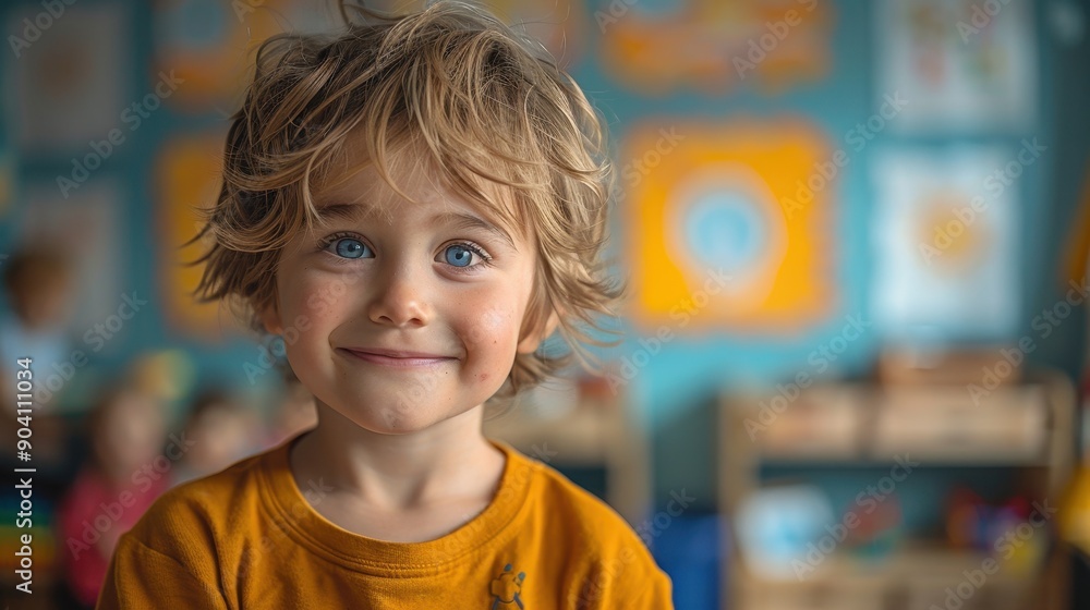 Smiling Child in Colorful Classroom Smiling Child in Colorful Classroom