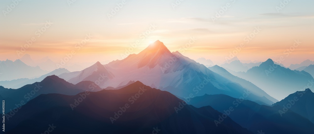 Obraz premium View example vibrant mount copy space theme realistic Silhouette mountain view