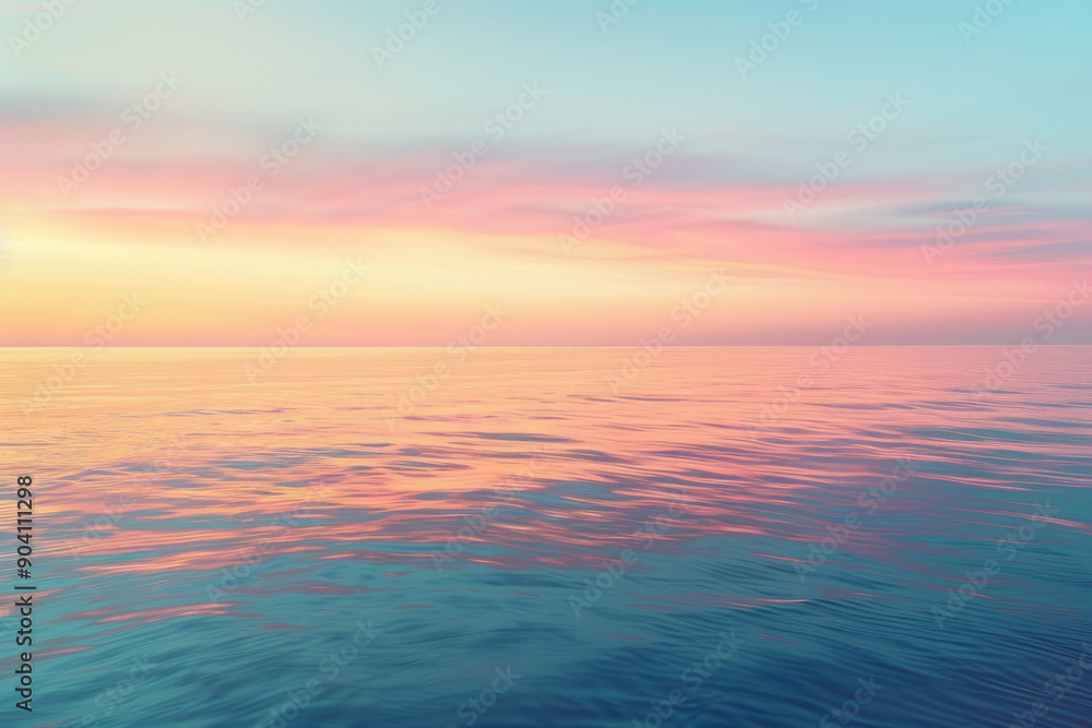 Fototapeta premium Ocean mirrors sunset colors on glassy surface