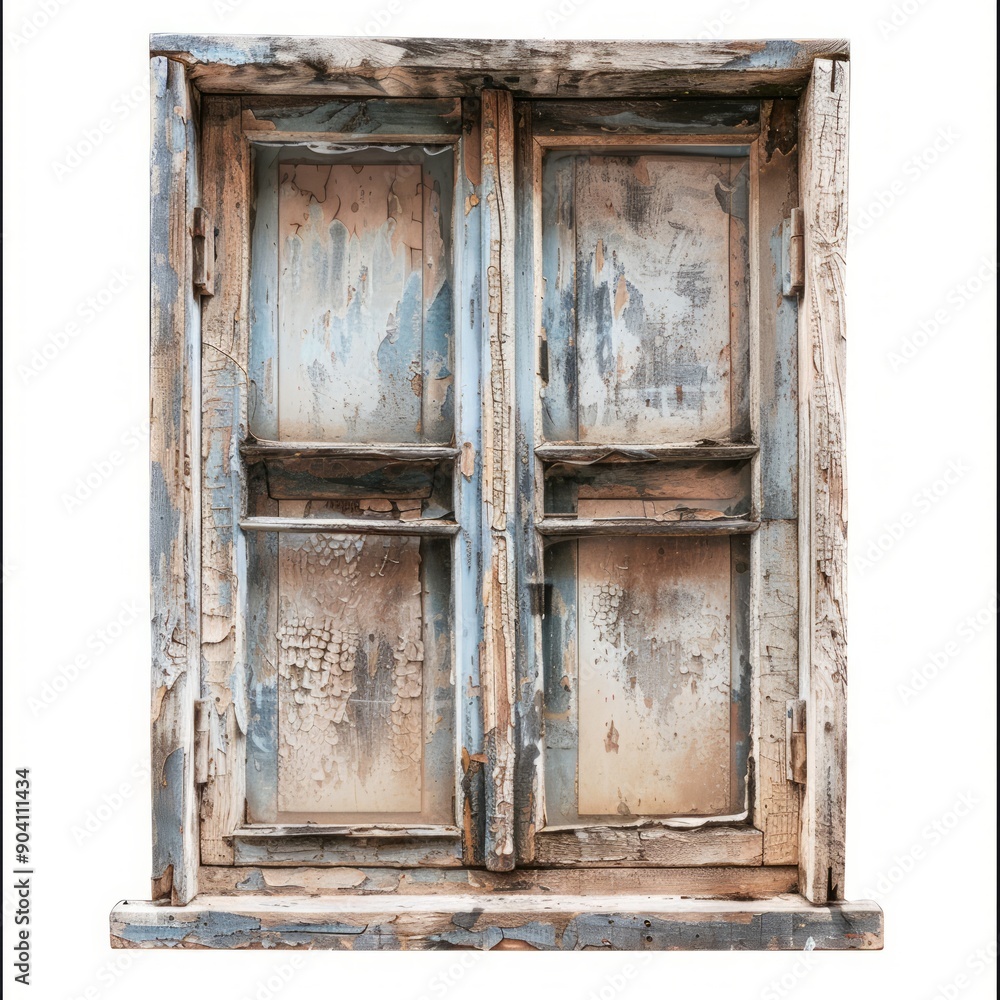 Medium shot of old window, isolated on a white background, bright and vivid tonality, Medium shot of old window, isolated on a white background, bright and vivid tonality,