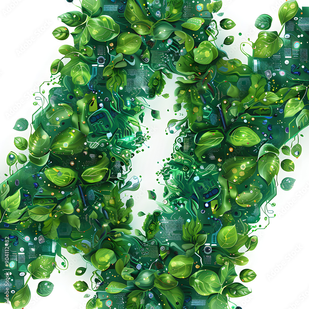 green technology banner 2025 circuit board electronics digital vector illustration eps10