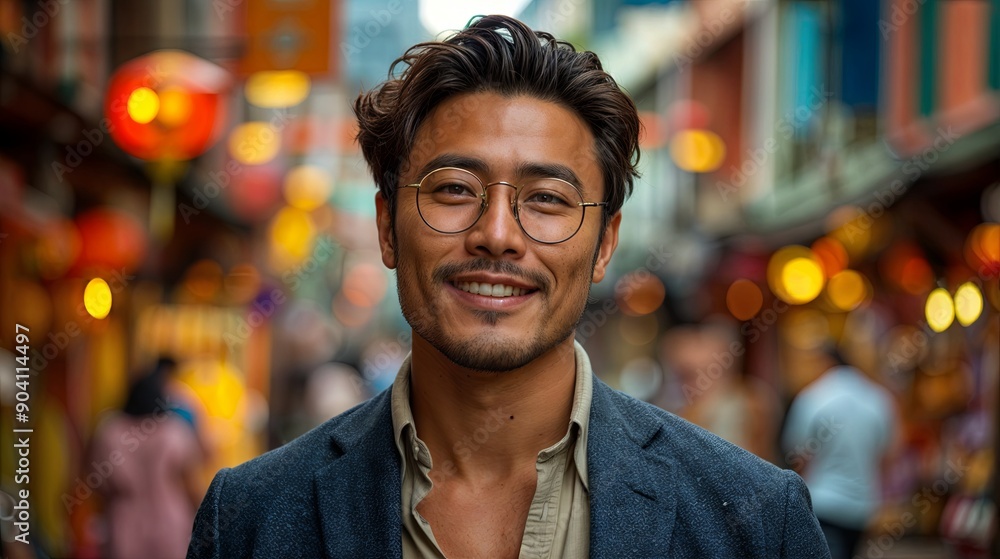 Portrait of a young Asian man in a business suit on the street. Portrait of a young Asian man in a business suit on the street.