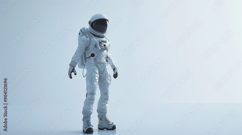Full size standing futuristic astronaut. Full size standing futuristic astronaut.
