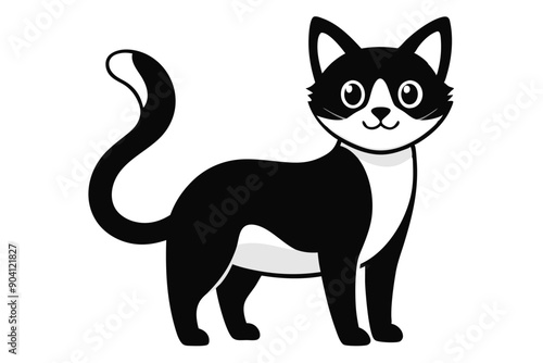 Charming Black and White Cat Day Vector Art. Charming black and white cat day vector illustration.