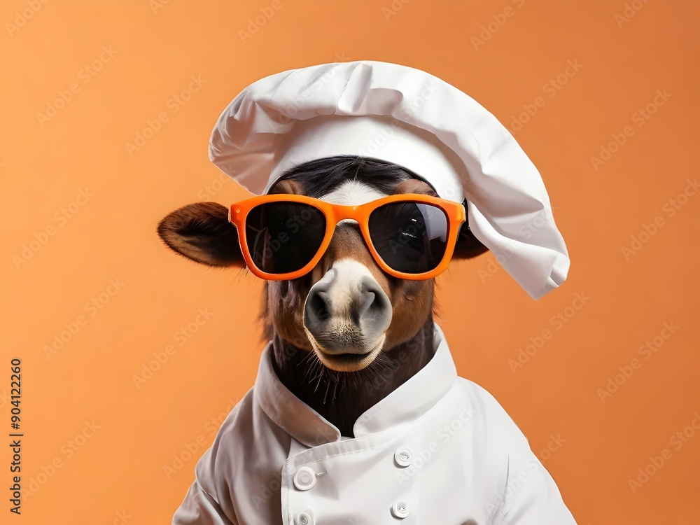 Adorable Horse Wearing a Chef Hat - Minimalistic Modern Background. Charming, culinary-themed illustration perfect for diverse projects, from marketing to home decor. Adorable Horse Wearing a Chef Hat - Minimalistic Modern Background. Charming, culinary-themed illustration perfect for diverse projects, from marketing to home decor.