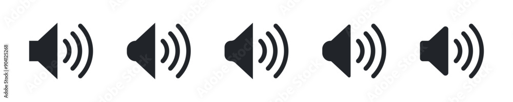 Set of isolated sound speaker on white background for user interface. Audio vector icons in flat style Set of isolated sound speaker on white background for user interface. Audio vector icons in flat style