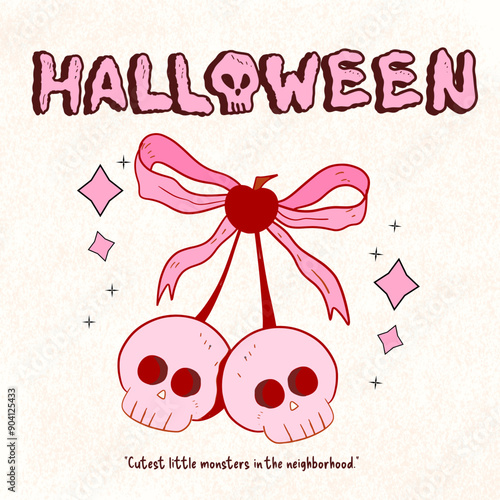 skull Halloween clipart, Cute Spooky Ghost , Halloween , Retro vintage Halloween , coquette  clipart, Halloween sublimation, cake Halloween, A set of hand-drawn Halloween icons and illustrations