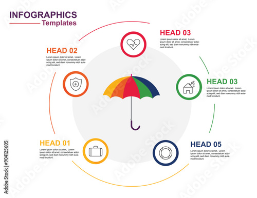 Umbrella insurance infographics illustration vector