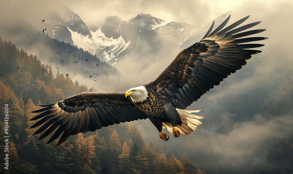 Fototapeta premium Majestic eagle in flight, powerful and free, capturing wild spirit