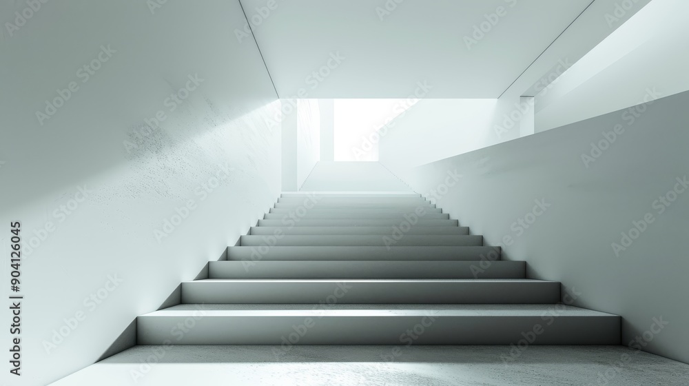 A modern white staircase leading upwards towards a bright, open space. The clean lines and minimalist design create a sense of progress and possibility. A modern white staircase leading upwards towards a bright, open space. The clean lines and minimalist design create a sense of progress and possibility.