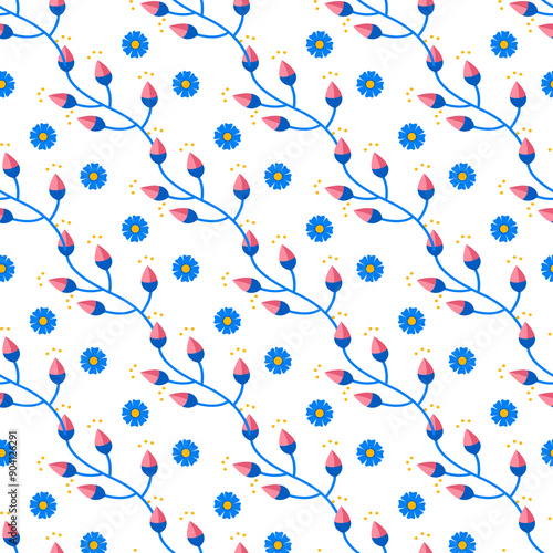 Flat design small flowers pattern design