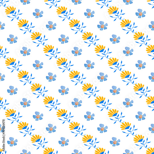 Flat design small flowers pattern design