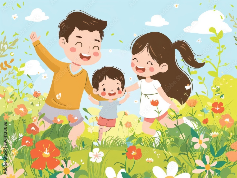 family day, mother's day, children's day, illustration, postcard with space for inscription family day, mother's day, children's day, illustration, postcard with space for inscription