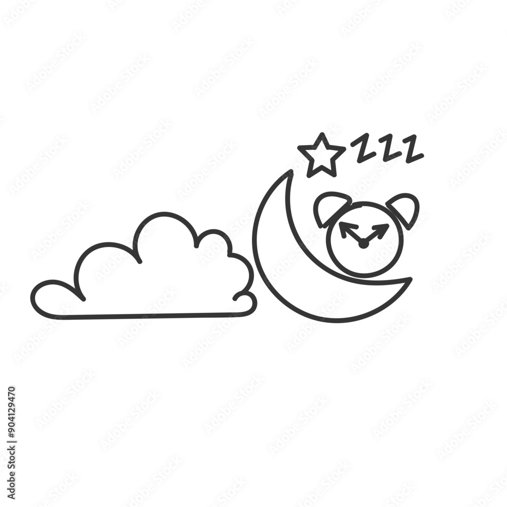 hand drawn doodle crescent and alarm clock star symbol from bedtime hand drawn doodle crescent and alarm clock star symbol from bedtime