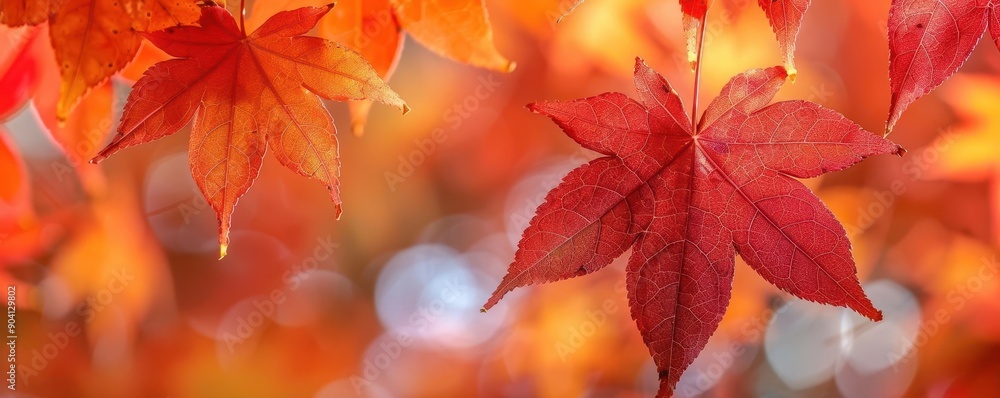 Detailed view of red maple leaves, botanical background close up, autumn colors, vibrant, fusion, backyard, copy space for text Detailed view of red maple leaves, botanical background close up, autumn colors, vibrant, fusion, backyard, copy space for text