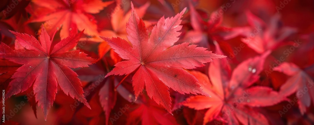 Detailed view of red maple leaves, botanical background close up, autumn colors, vibrant, fusion, backyard, copy space for text Detailed view of red maple leaves, botanical background close up, autumn colors, vibrant, fusion, backyard, copy space for text