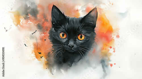 painted cat on halloween
