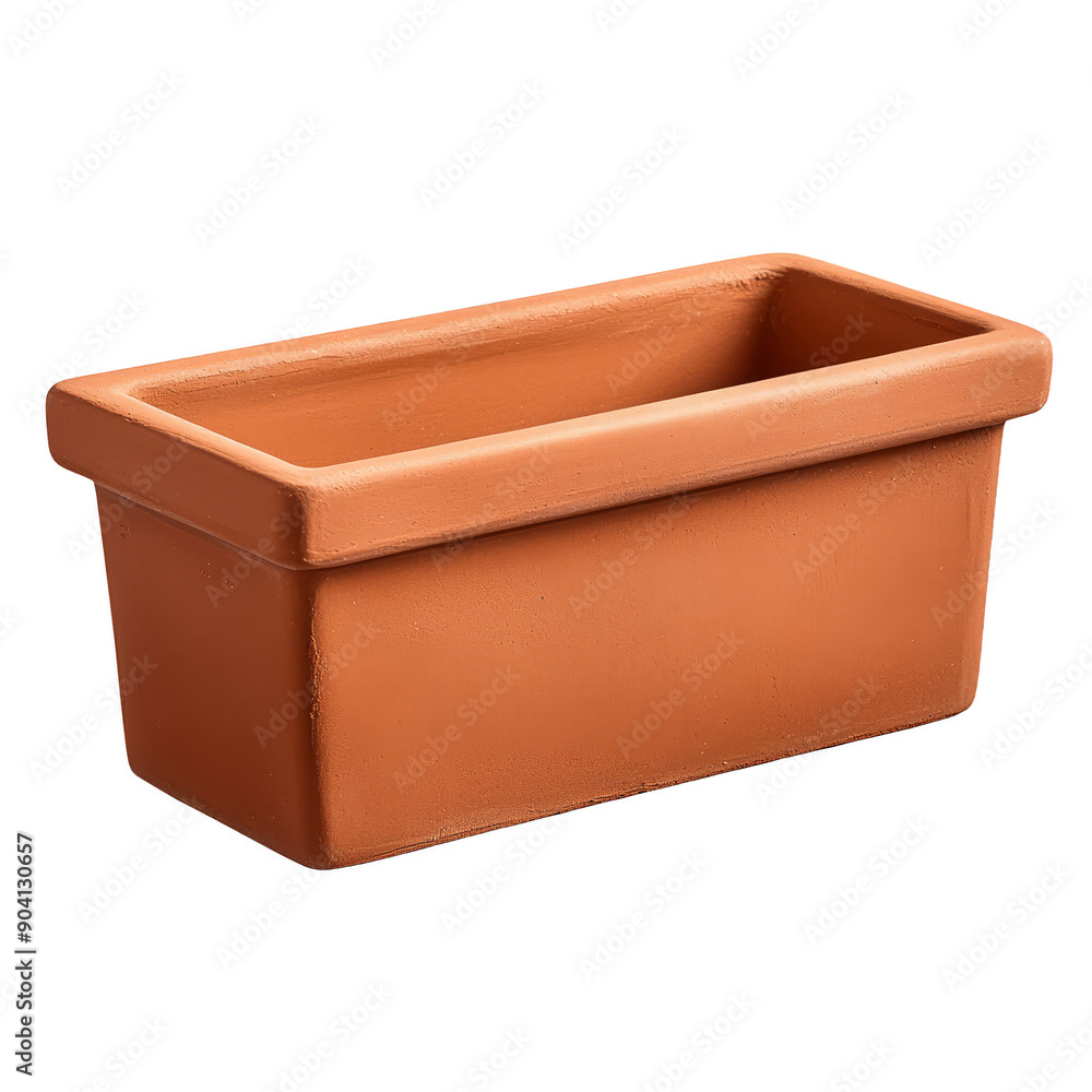 Rectangular terracotta pots set on a white background for planting beautiful trees or flowers. Rectangular terracotta pots set on a white background for planting beautiful trees or flowers.