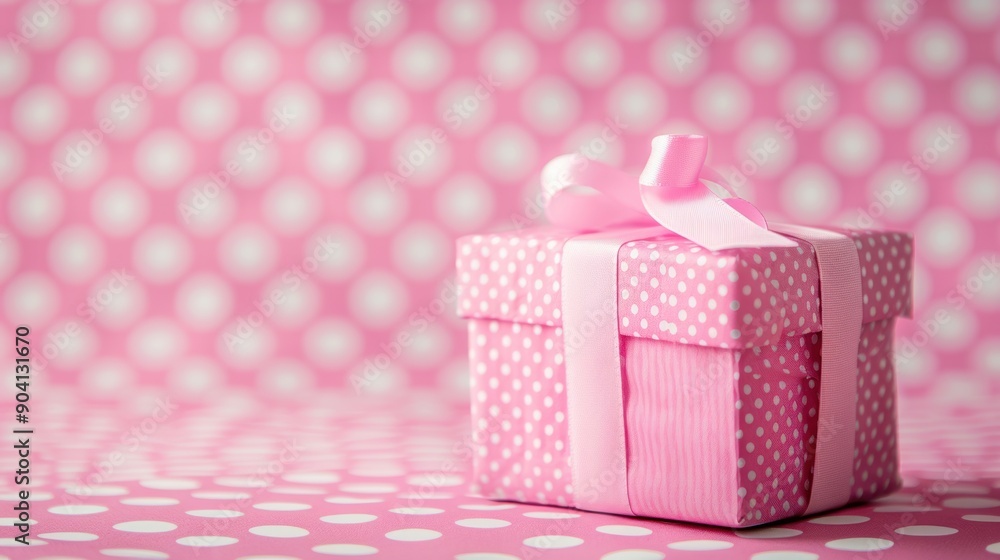 Pink Gift Box with Polka Dot Pattern Pink Gift Box with Polka Dot Pattern