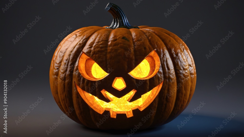 Spooky Glowing Jack-O'-Lantern Pumpkin with Carved Face for Halloween Night Decoration Spooky Glowing Jack-O'-Lantern Pumpkin with Carved Face for Halloween Night Decoration