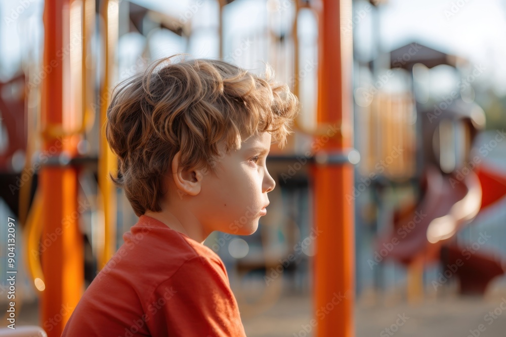 Contemplative Child Sitting Alone in Playground Reflecting on Loneliness and Mental Health Contemplative Child Sitting Alone in Playground Reflecting on Loneliness and Mental Health