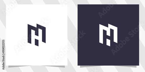 letter mh hm logo design vector