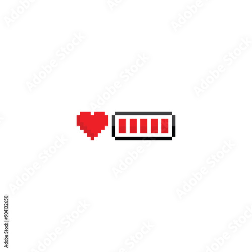 pixel art  life bar vector game health  8 bit icon vector logo