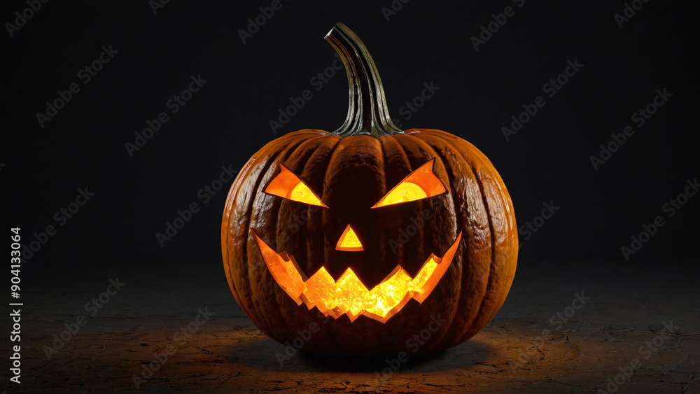 Spooky Glowing Jack-O'-Lantern Pumpkin with Carved Face for Halloween Night Decoration Spooky Glowing Jack-O'-Lantern Pumpkin with Carved Face for Halloween Night Decoration