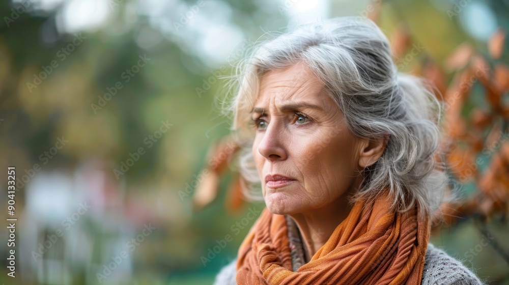 Concerned Senior Woman with Anxiety Looking Worried Profile View Portrait Concerned Senior Woman with Anxiety Looking Worried Profile View Portrait