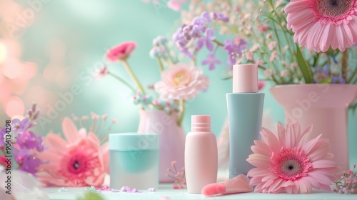 Wallpaper Mural Beautiful Skincare Products with Flowers Torontodigital.ca