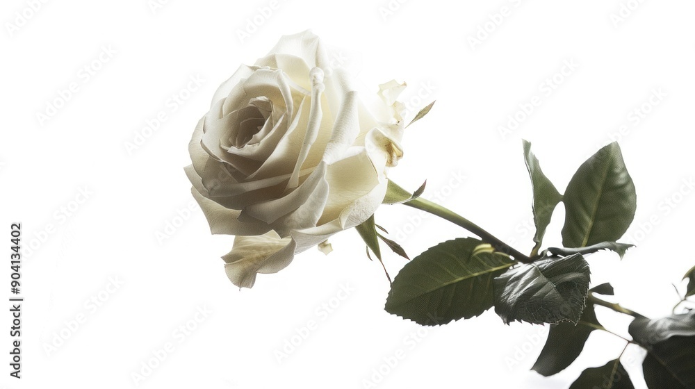 Naklejka premium Single White Rose Close Up