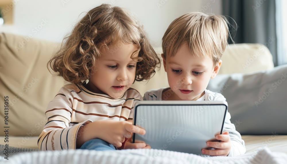 Sibling rivalry over tablet, family dynamics, screen time conflict Sibling rivalry over tablet, family dynamics, screen time conflict