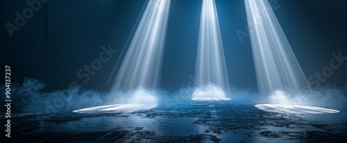Mystical Aura of Three Beams of White Light on a Grid, Set Against a Dark Background for an Enigmatic Visual Experience.