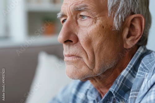 Contemplative Senior Man Reflecting on Mental Health and Cognitive Issues