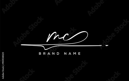 MC letter beauty handwriting vector logo.