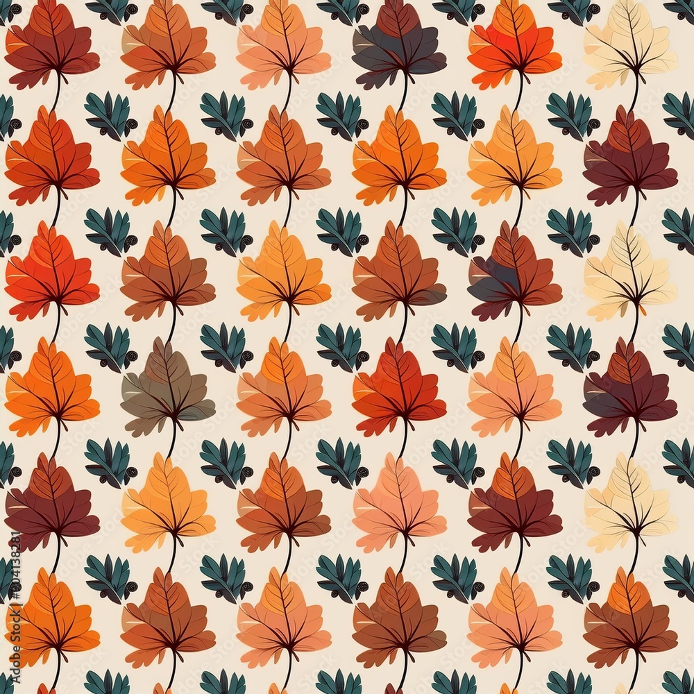 Obraz premium Seamless Autumn Leaves Pattern Design