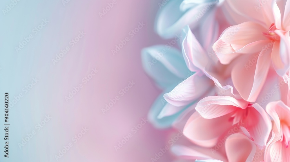 Delicate floral arrangement with soft pink and blue hues, creating a serene and calming backdrop for any design. Delicate floral arrangement with soft pink and blue hues, creating a serene and calming backdrop for any design.