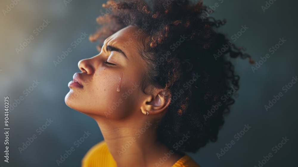Portrait of a Teenager in Emotional Distress - Depiction of a Crying Adolescent Facing Profile View Portrait of a Teenager in Emotional Distress - Depiction of a Crying Adolescent Facing Profile View