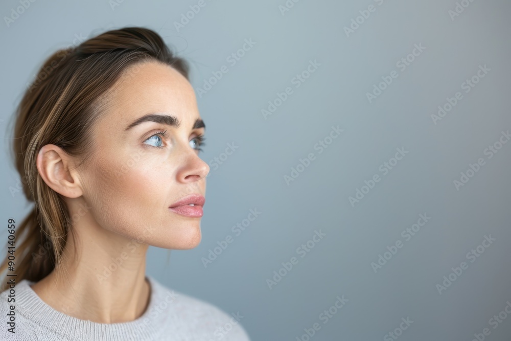 Portrait of Woman in Profile Staring Blankly - Concept of Mental Health and Depression Portrait of Woman in Profile Staring Blankly - Concept of Mental Health and Depression