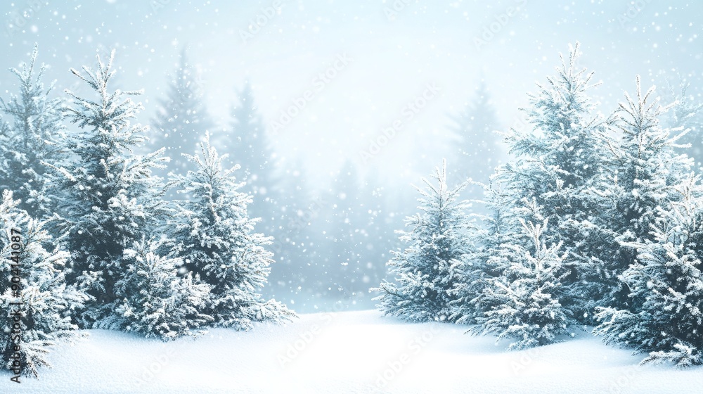 Winter holiday background with snowy pine trees Winter holiday background with snowy pine trees